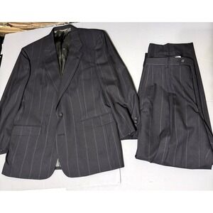 Vintage Christian Dior Wool 2 Piece Suit 42R 34x29 Black Pinstripe Vtg Talon 80s